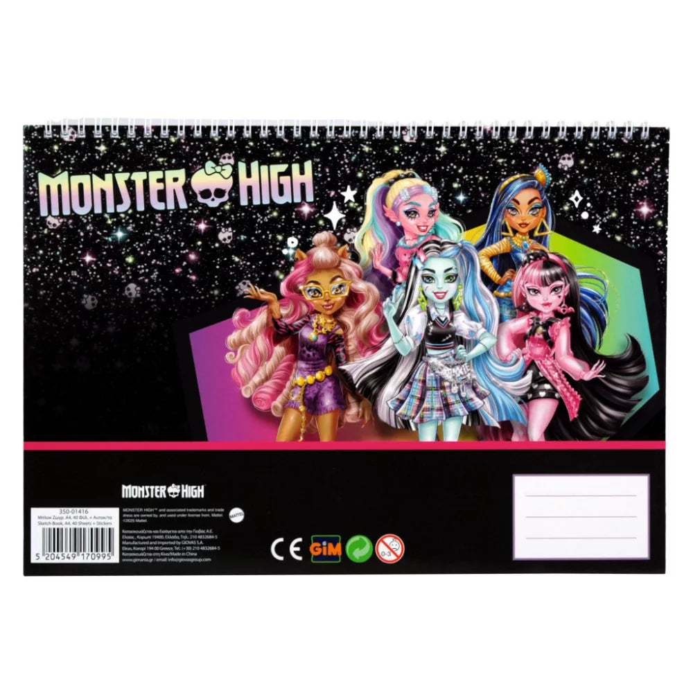 Carnet de croquis à spirale A/4 Monster High