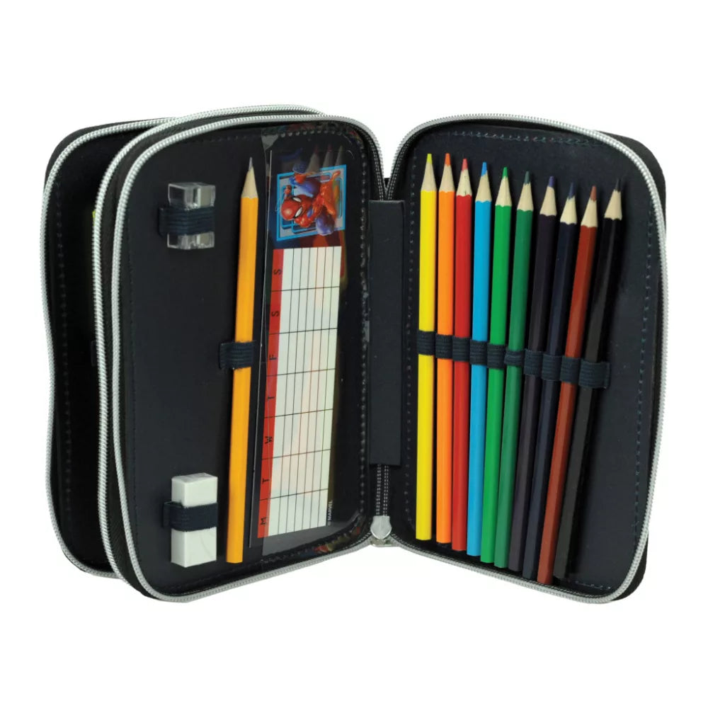 Trousse à crayons remplie Spiderman à 2 étages
