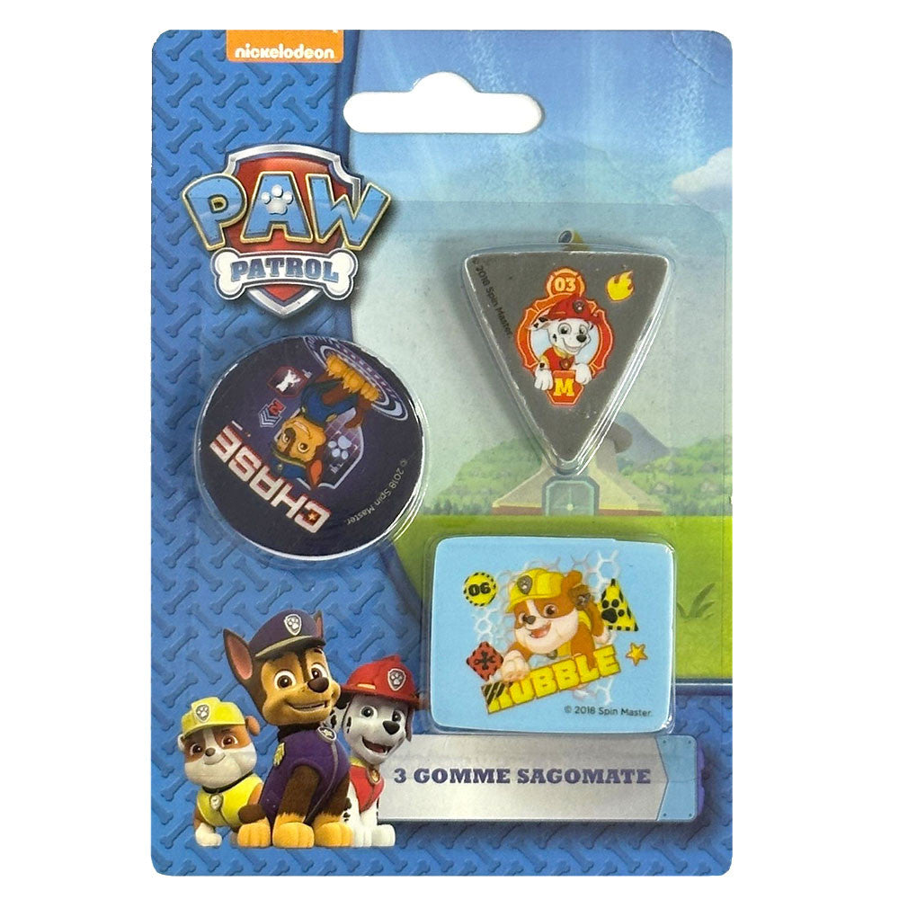 Ensemble de 3 gommes Paw Patrol