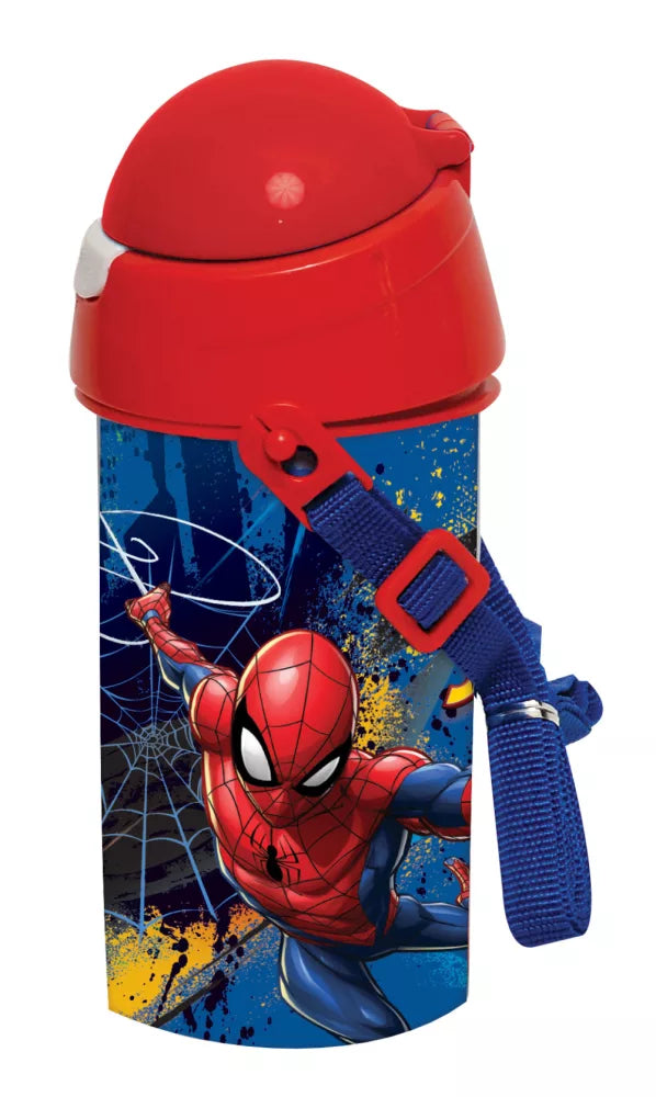 Gourde en plastique avec paille Spiderman 500ml