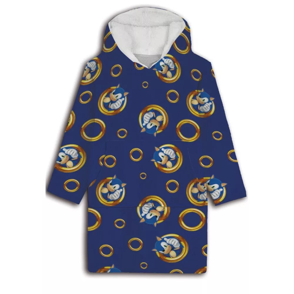 Couverture polaire en peluche pour adulte, poncho Sonic
