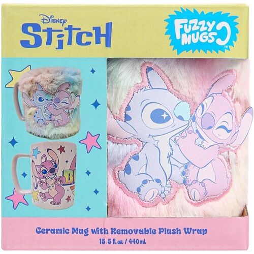 Tasse + housse en peluche 440ml Stitch et Angel