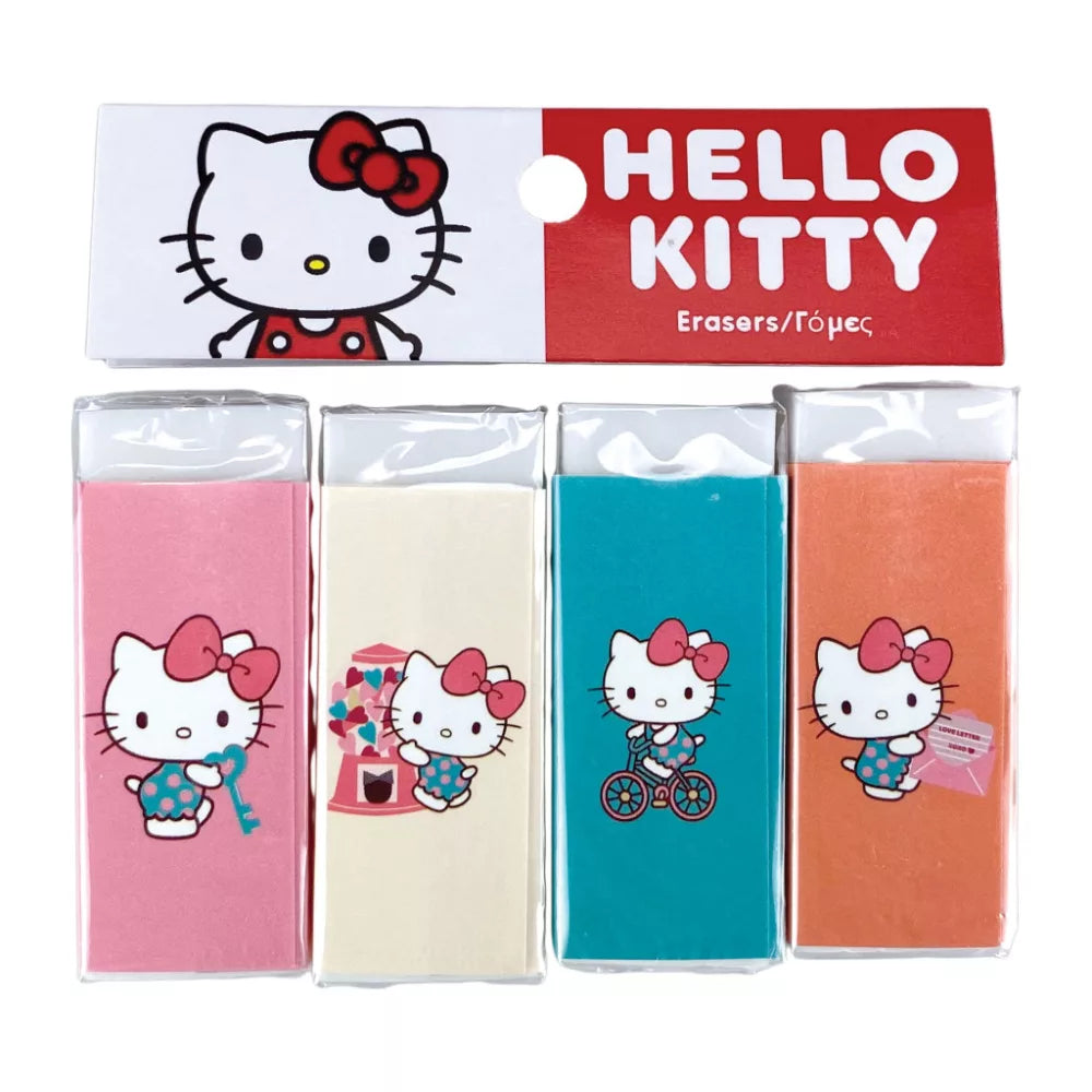Lot de 4 gommes Hello Kitty