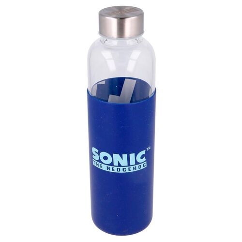 Bouteille en verre Sonic The Hedgehog avec manchon en silicone, 585 ml