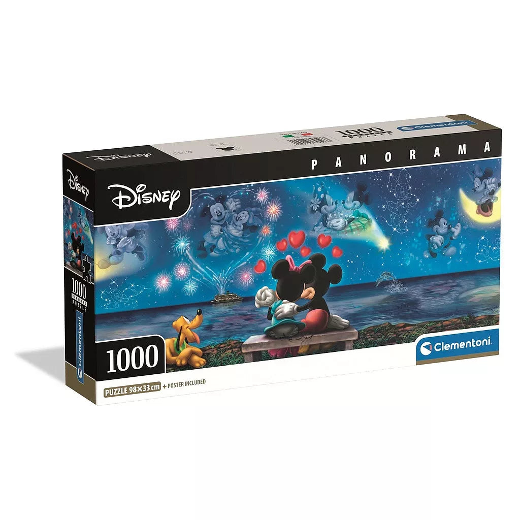Puzzle compact panoramique Disney Mickey Minnie 1000 pièces + poster inclus Clementoni