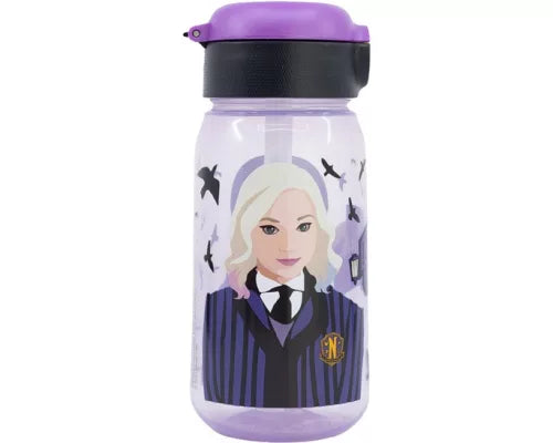 Gourde en plastique avec paille Mercredi Addams 510ml