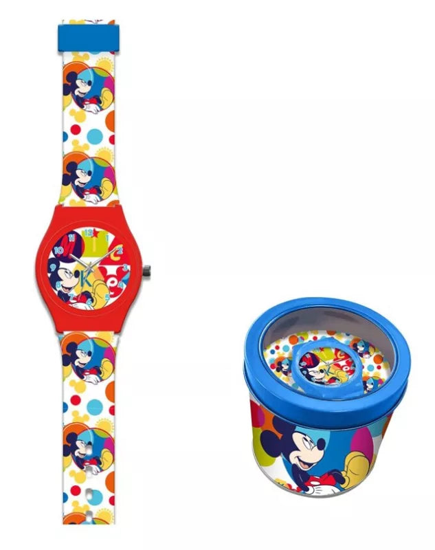 Montre analogique Disney Mickey dans une boîte en métal
