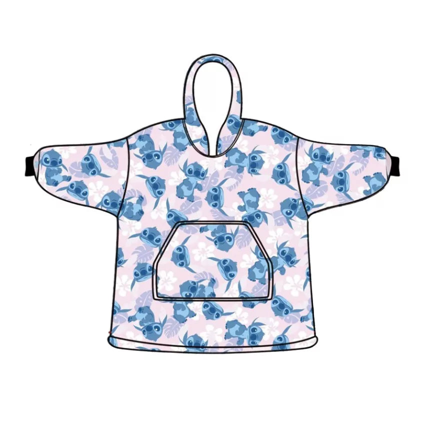 Couverture polaire en peluche Disney Lilo et Stitch, poncho 7-14 ans