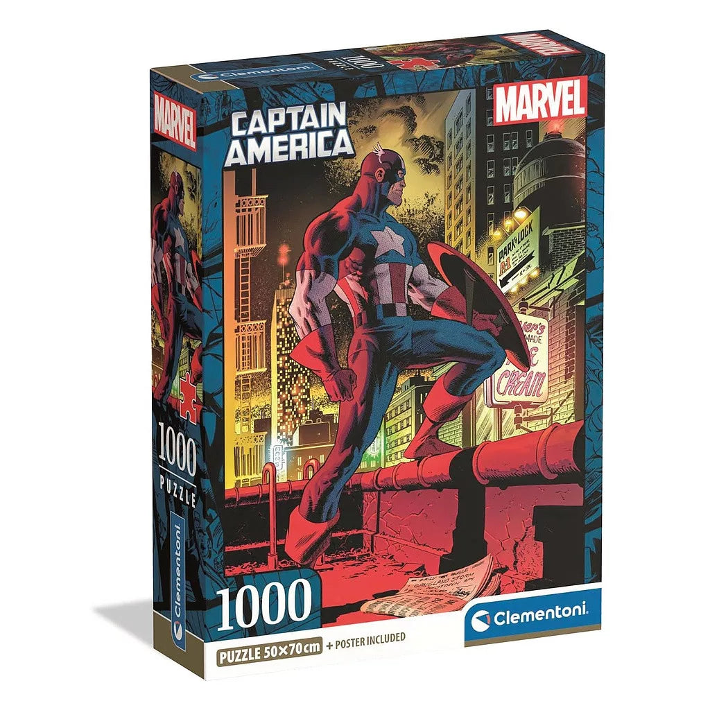 Puzzle compact Avengers Captain America 1000 pièces + poster inclus Clementoni