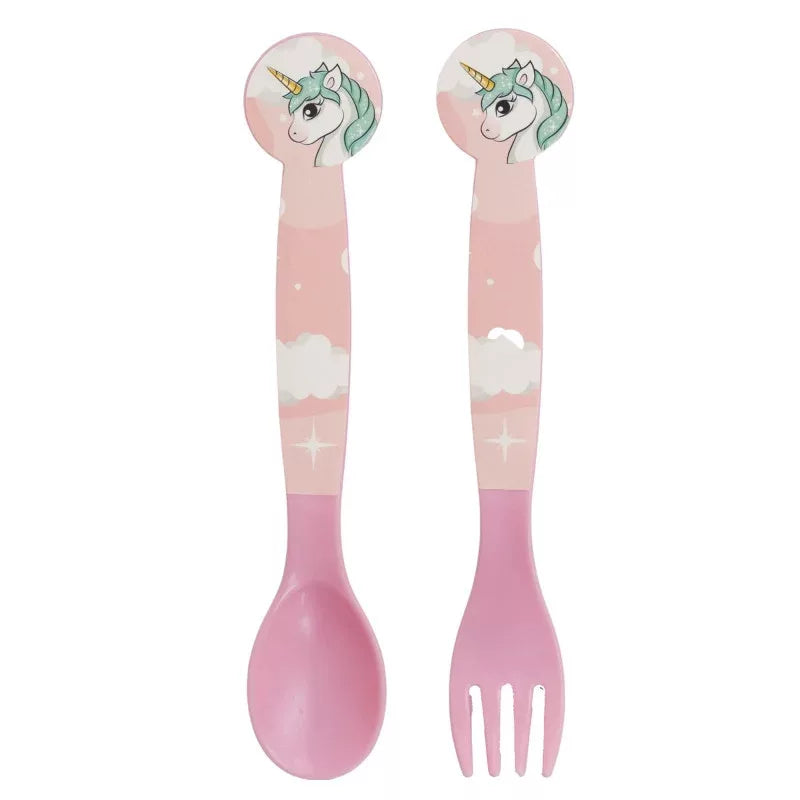 Ensemble de couverts en plastique Licorne - 2 pièces