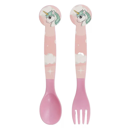 Ensemble de couverts en plastique Licorne - 2 pièces