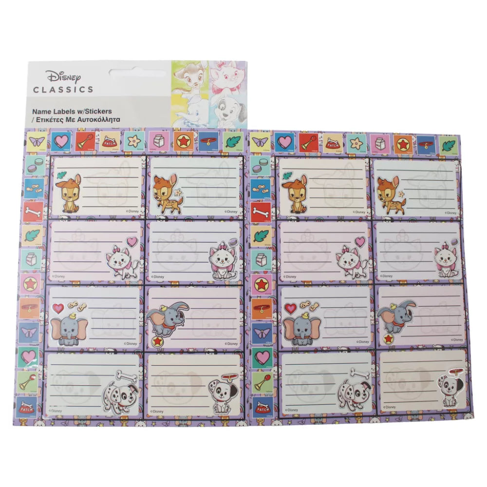 Lot de 16 étiquettes + autocollants Disney Baby