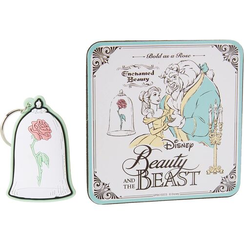 Ensemble tasse, porte-clés et sous-verre La Belle et la Bête de Disney