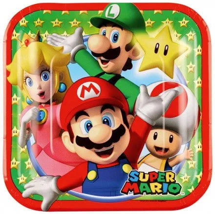 Assiettes en carton Mario 18cm