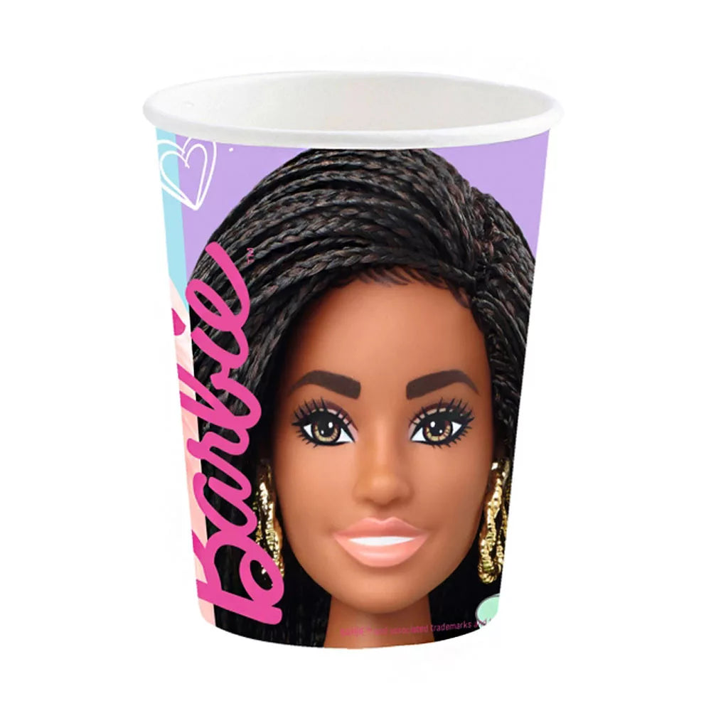 Lot de 8 gobelets en carton Barbie de 237ml