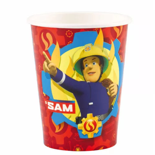 Lot de 8 gobelets en carton Sam le Pompier de 250ml