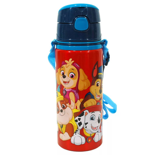 Gourde en aluminium Pat Patrouille avec paille 600 ml