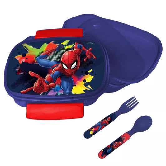 Coffret à sandwich Spiderman  + ensemble de couverts