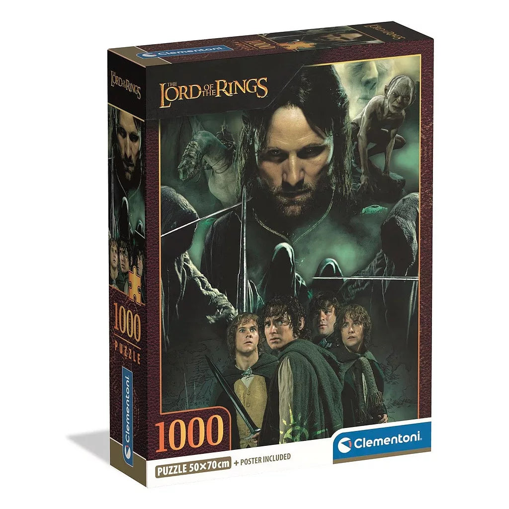 Le Seigneur des Anneaux Aragorn & Hobbits Puzzle compact 1000 pièces + Poster Clementoni