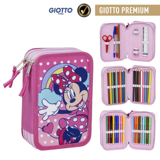 Trousse à crayons remplie Minnie 3 compartiments
