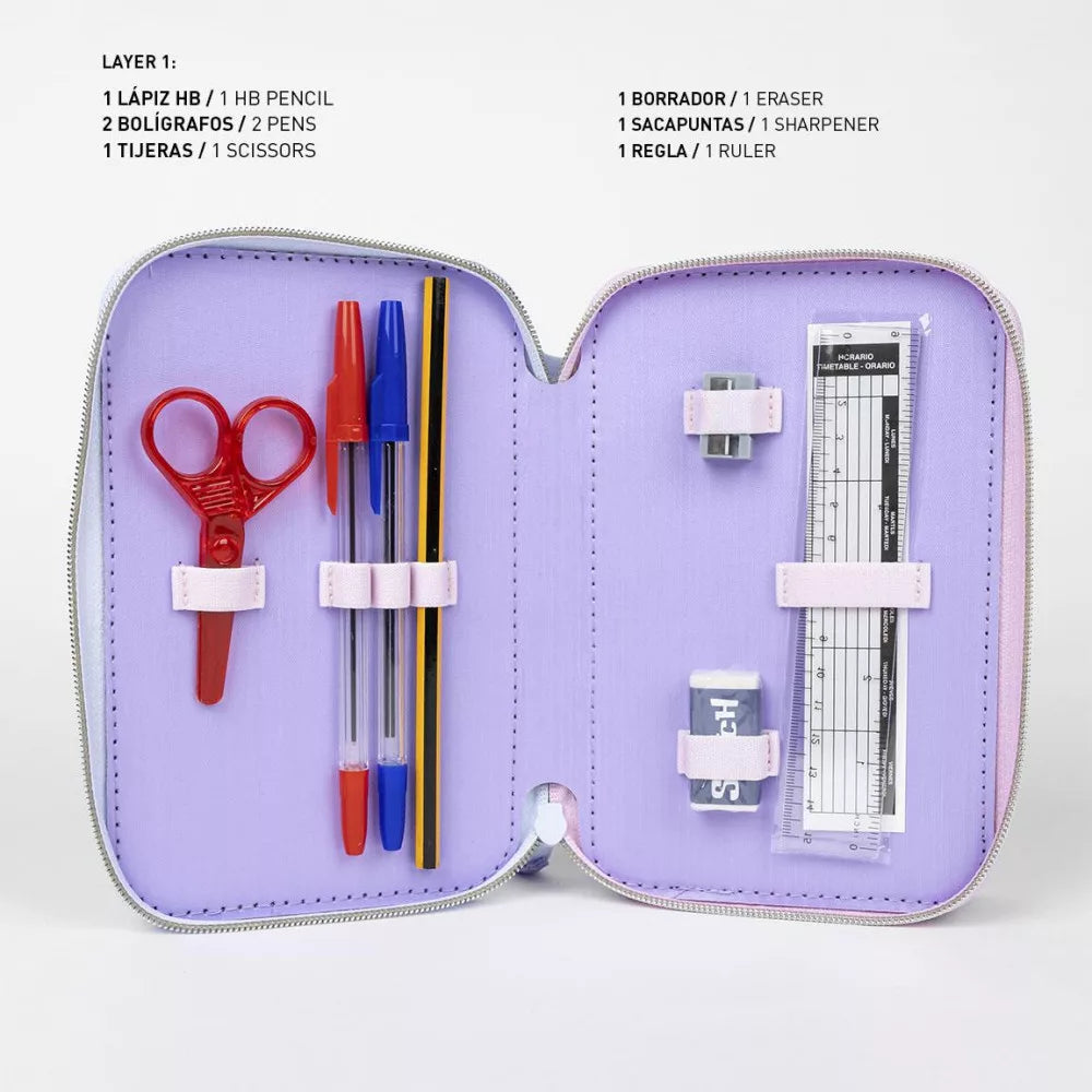 Trousse à crayons remplie à 3 niveaux Stitch