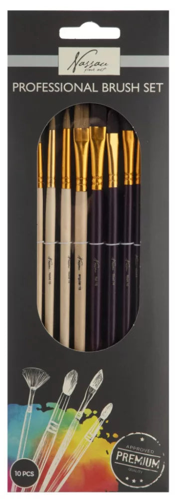 Ensemble de pinceaux professionnels Colour Nassau 10 pièces