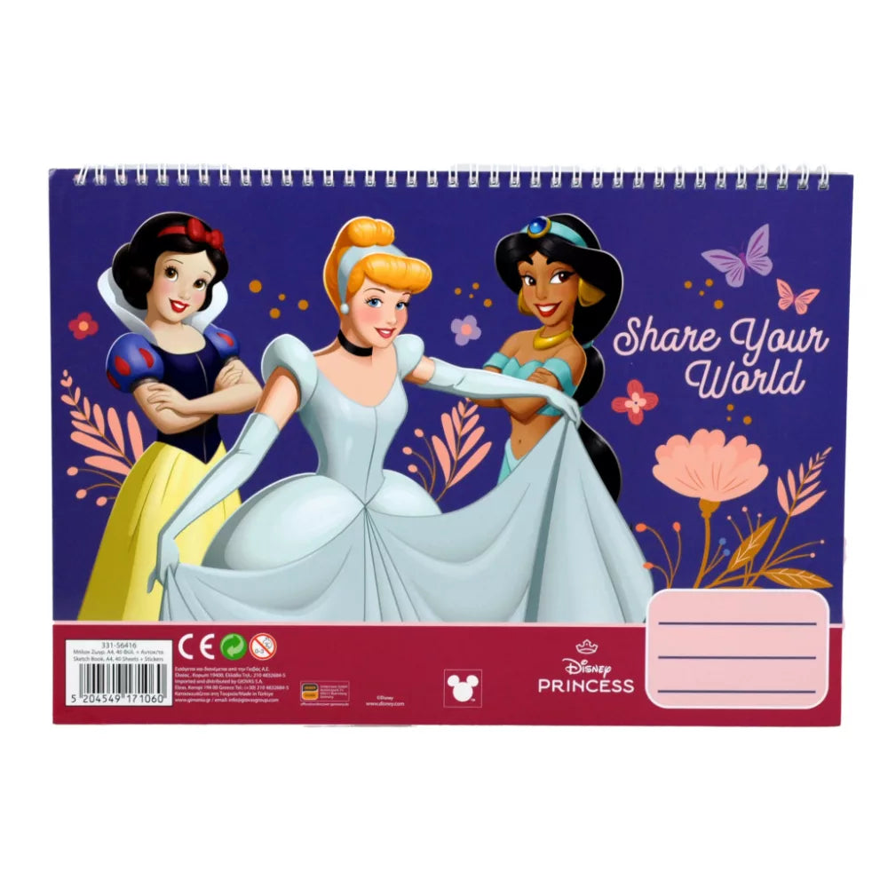 Carnet de croquis à spirale A/4 Princesses