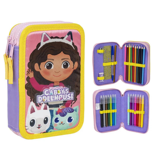 Trousse à crayons remplie Gabby 2 niveaux