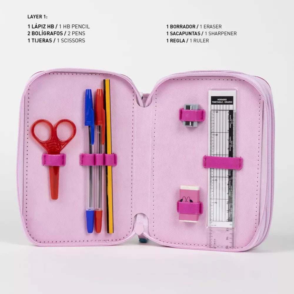 Trousse à crayons remplie Minnie à 3 niveaux