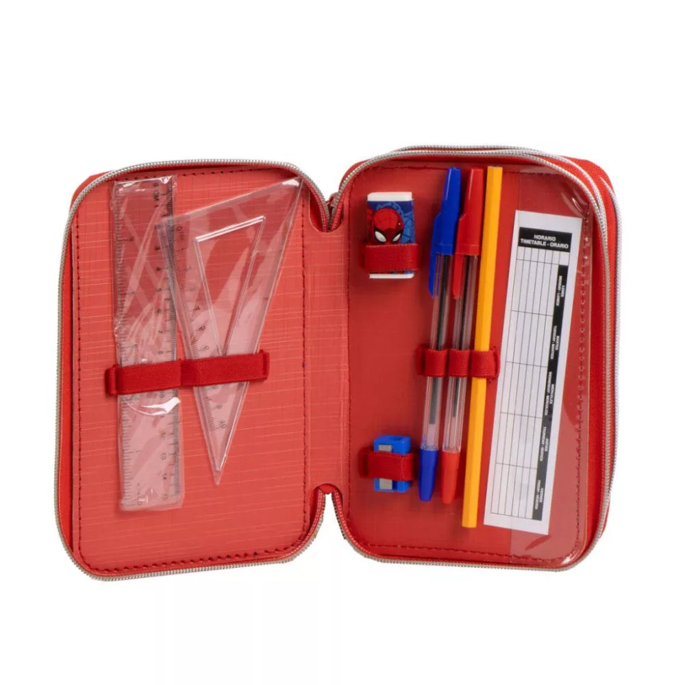 Trousse à crayons remplie Spiderman 3 niveaux