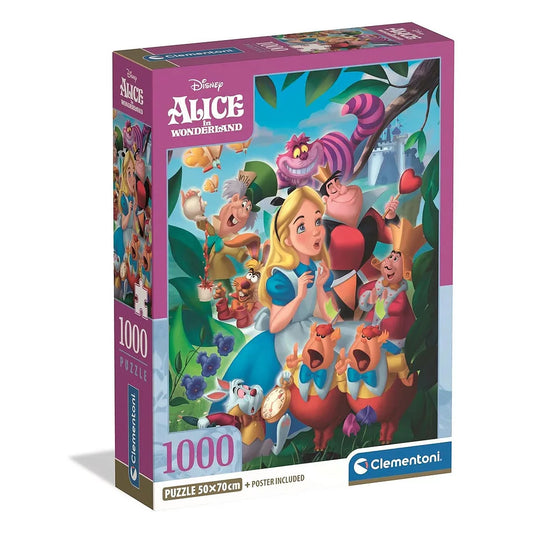 Alice au pays des merveilles Puzzle compact 1000 pièces + poster Clementoni