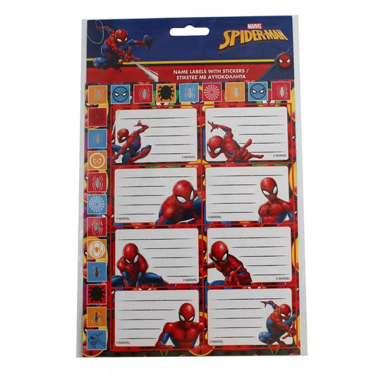 Lot de 16 étiquettes + autocollants Spiderman