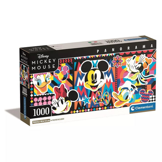 Puzzle compact panoramique Disney Mickey Pop Art 1000 pièces + poster inclus Clementoni