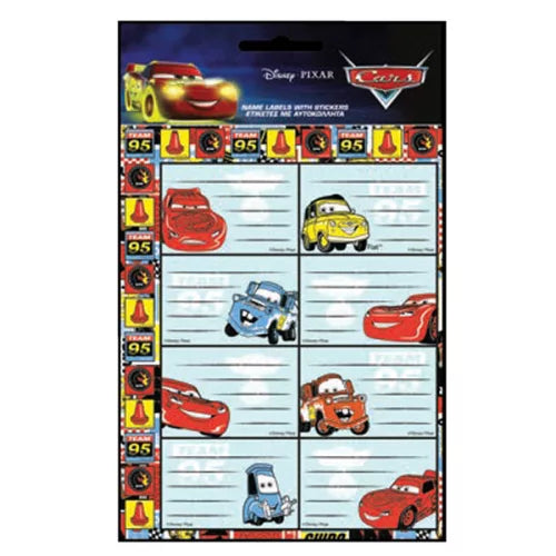 Lot de 16 étiquettes + autocollants Cars