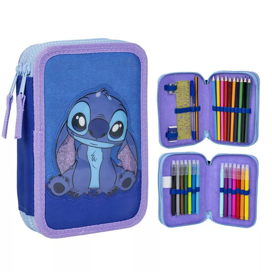 Trousse à crayons remplie Stitch 2 niveaux