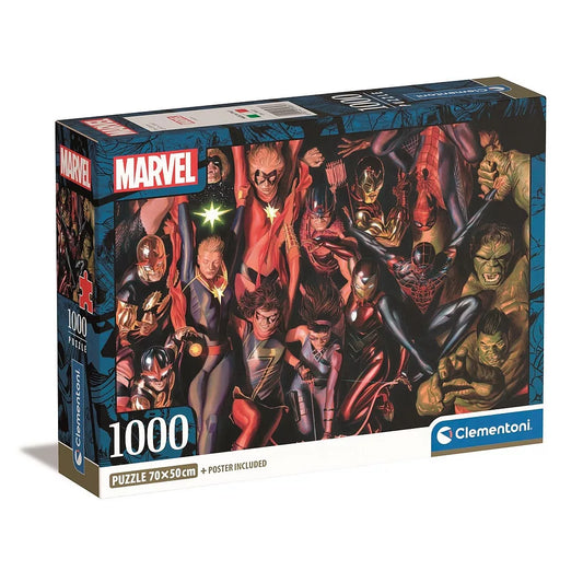 Puzzle compact Avengers Marvel 1000 pièces + poster inclus Clementoni