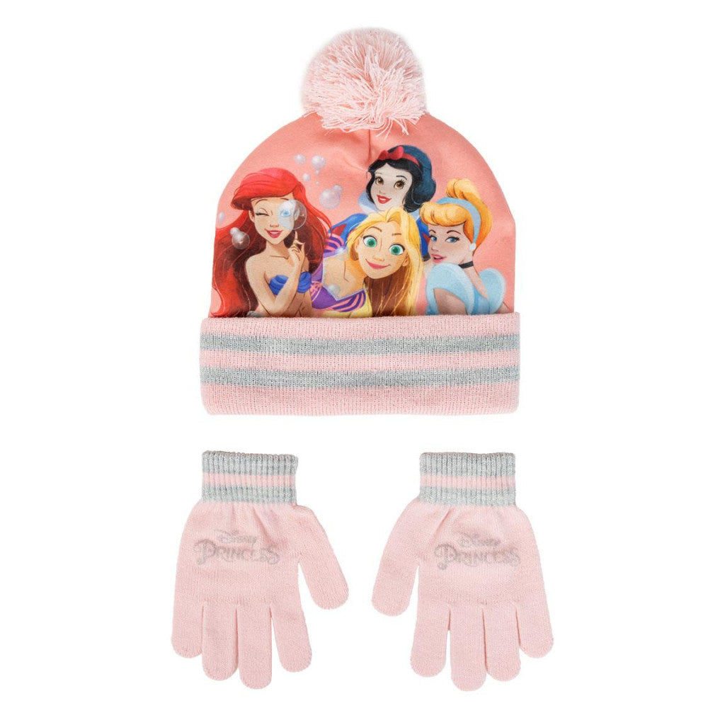 Ensemble bonnet et gants rose pour enfants Princesse