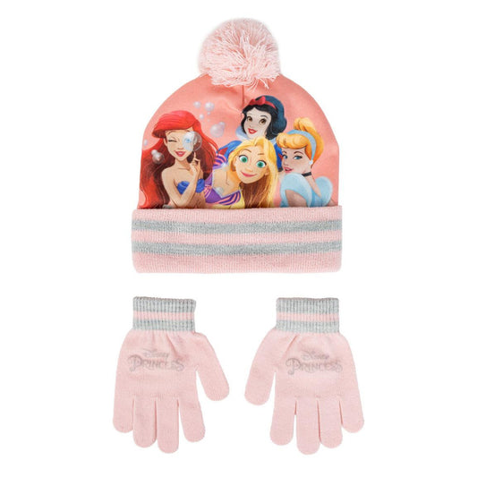 Ensemble bonnet et gants rose pour enfants Princesse