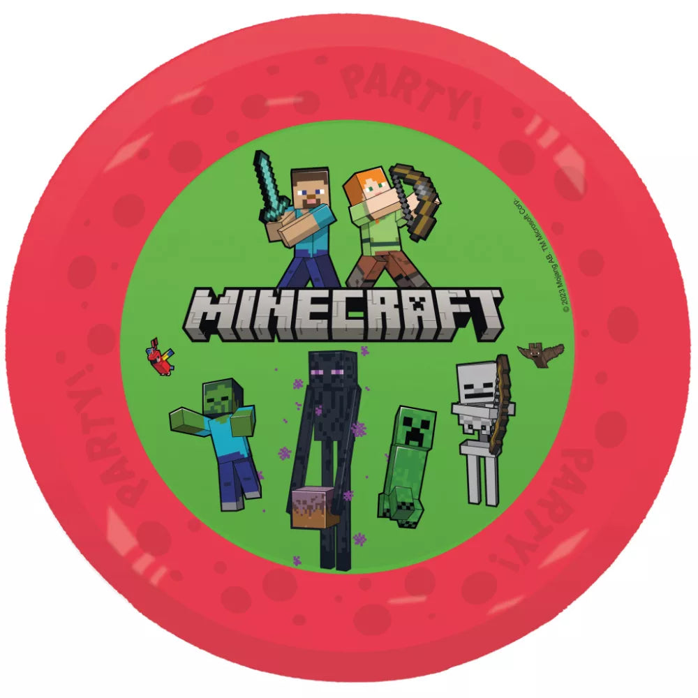 Ensemble de 4 assiettes plates en plastique micro premium Minecraft Party 21 cm
