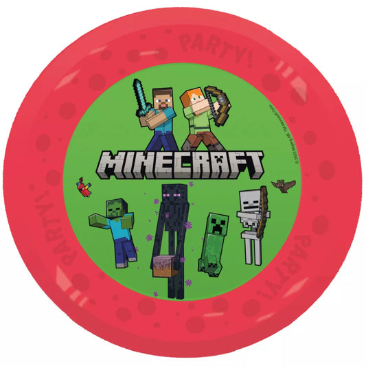Ensemble de 4 assiettes plates en plastique micro premium Minecraft Party 21 cm