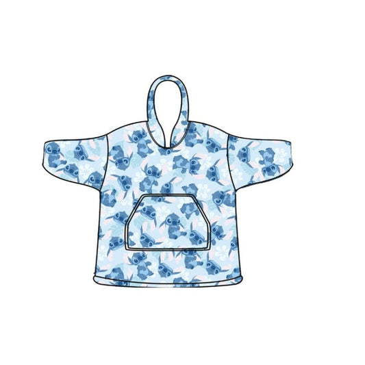 Couverture polaire en peluche Disney Lilo et Stitch, poncho 7-14 ans