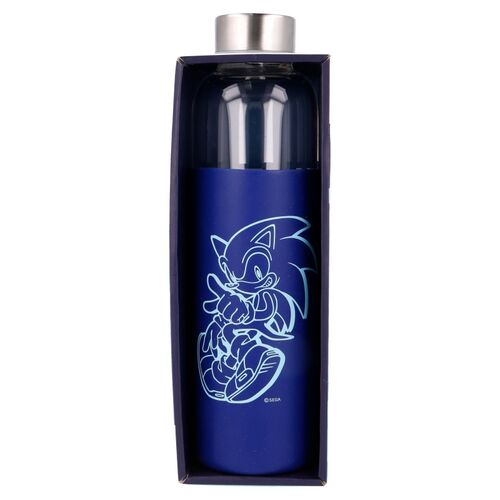 Bouteille en verre Sonic The Hedgehog avec manchon en silicone, 585 ml