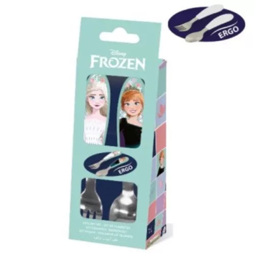 Ensemble de couverts ergonomiques en métal Reine des neiges - 2 pièces