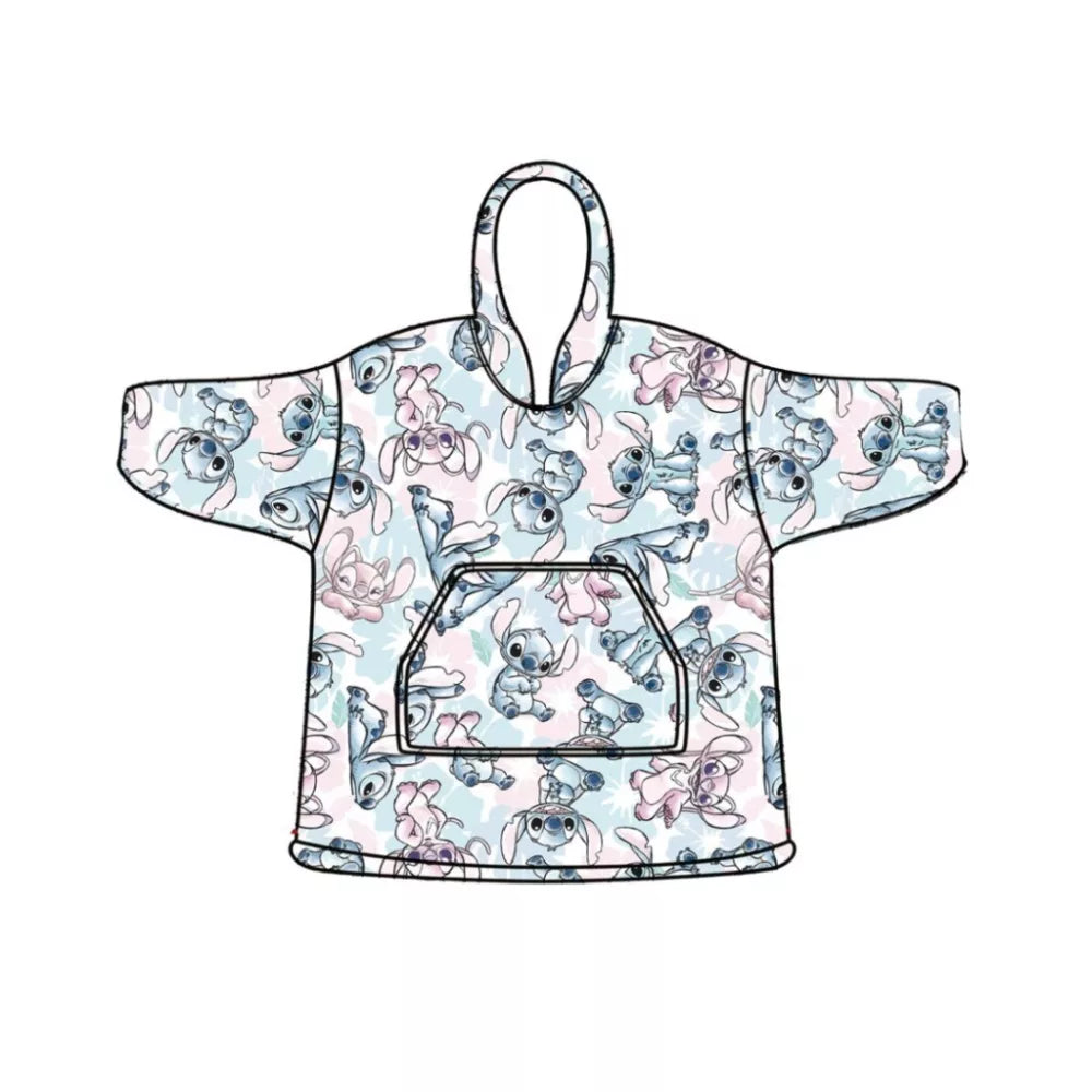 Couverture polaire en peluche Disney Lilo et Stitch, poncho 7-14 ans