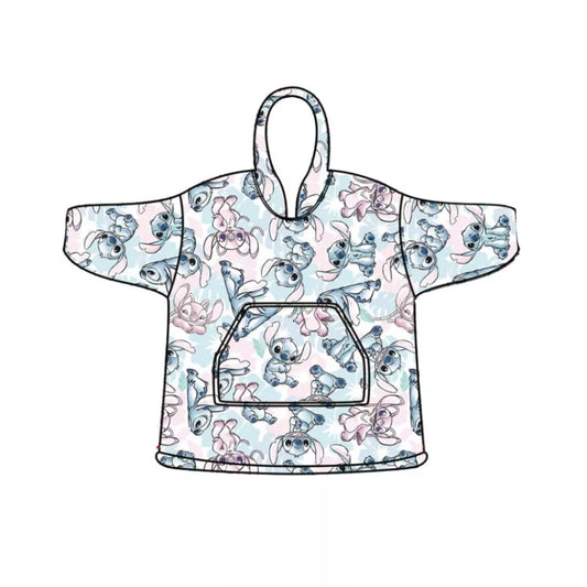 Couverture polaire en peluche Disney Lilo et Stitch, poncho 7-14 ans
