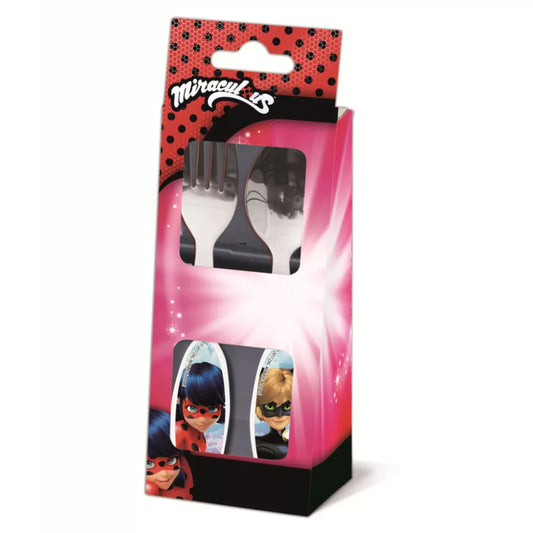 Coffret de couverts en métal Miraculous Ladybug - 2 pièces