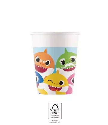 Lot de 8 gobelets en carton Baby Shark de 200ml