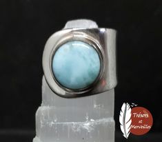 Bague réglable larimar